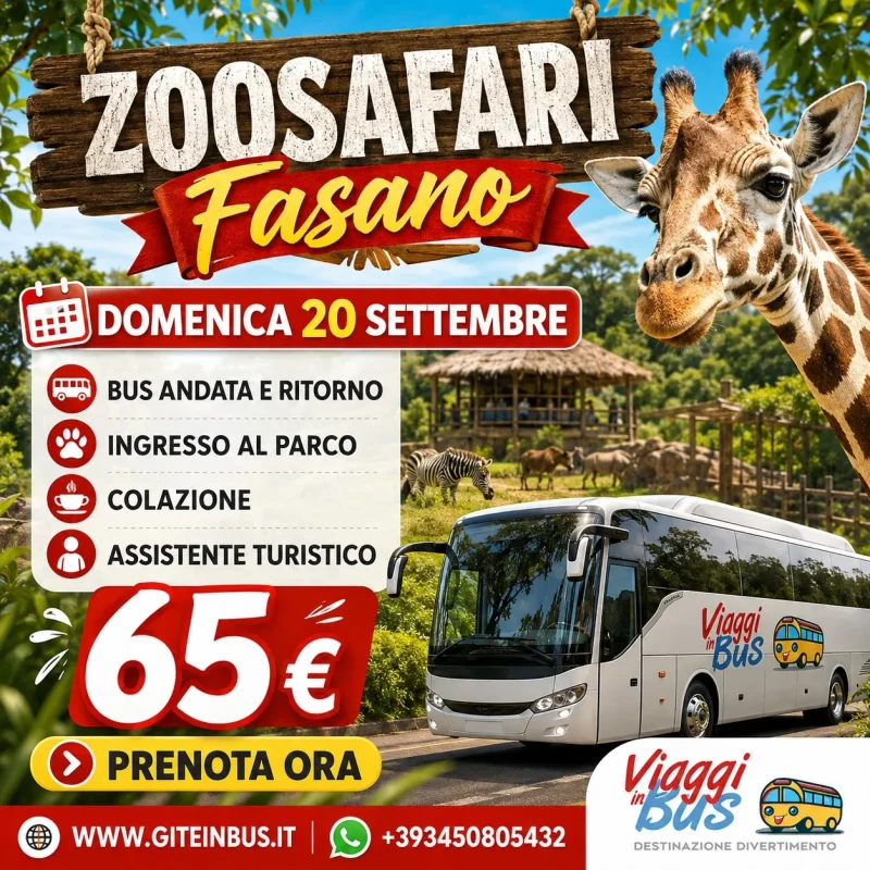 BUS E INGRESSO ZOOSAFARI DOMENICA 20 SETTEMBRE